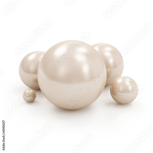Group of Shiny White Pearls isolated on white