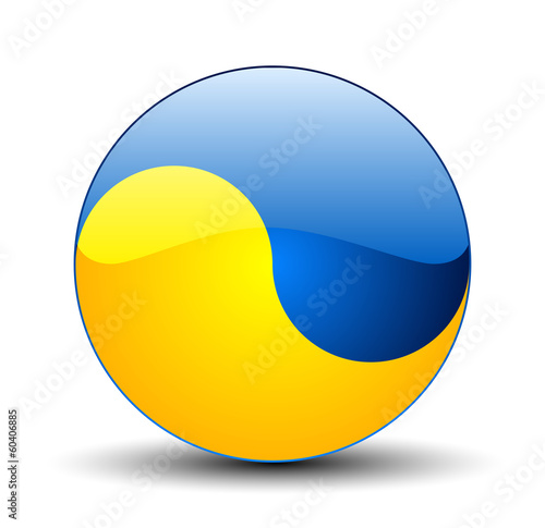 Ukraine colors Ying Yang button