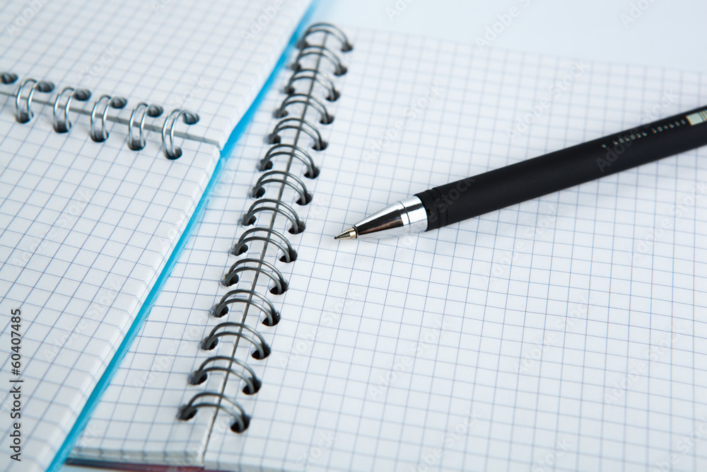 pen on the checkered paper notebook pen on the checkered paper notebook