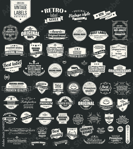Collection of vintage retro labels, badges, typographic, vector