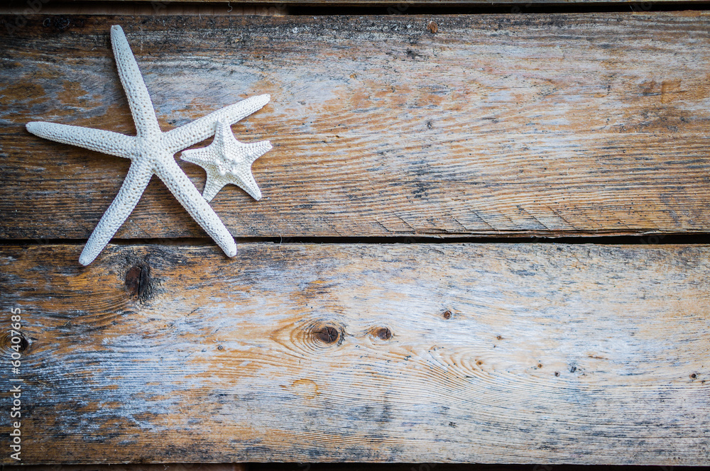 Starfish on wooden rustic background Starfish on wooden rustic background