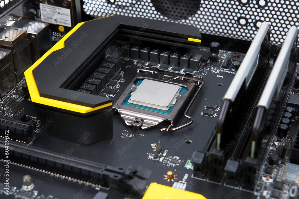 Fototapeta premium Modern computer processor and motherboard