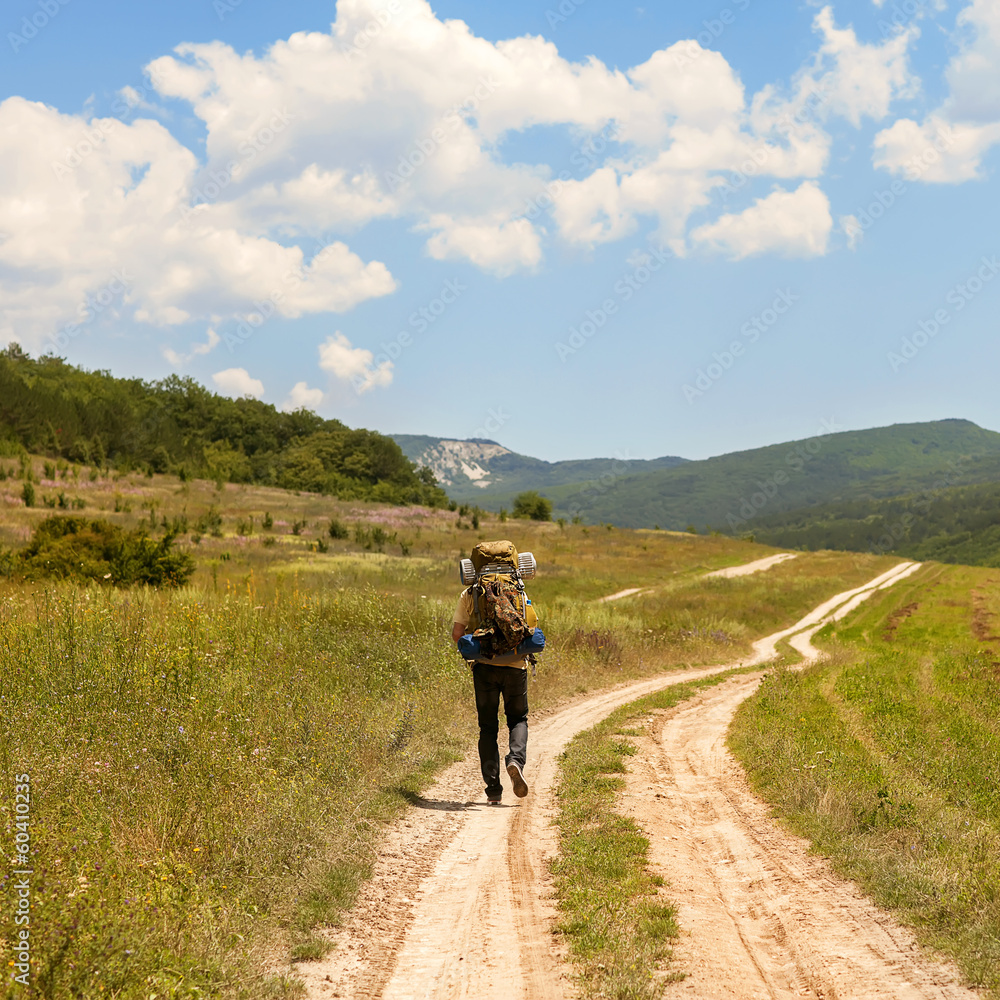 Obraz premium Hiker in mountains