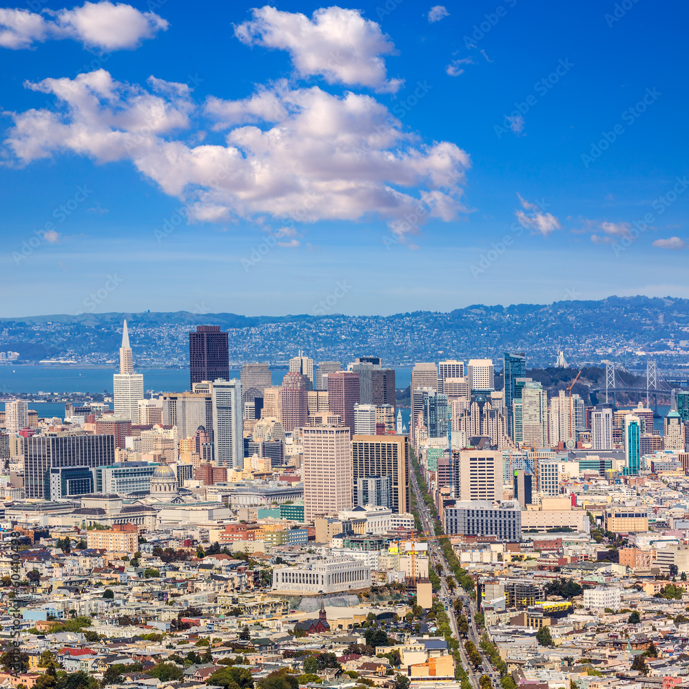 San Francisco skyline from Twin Peaks in California