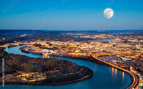 Konstfotografi Chattanooga downtown at night as seen from Lookout Mountain