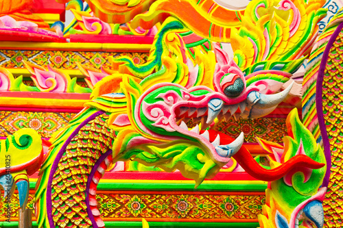 Colorful dragon at public park, Thailand. © TA design