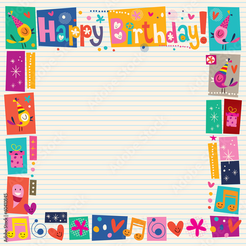 Canvas Print Happy Birthday decorative border
