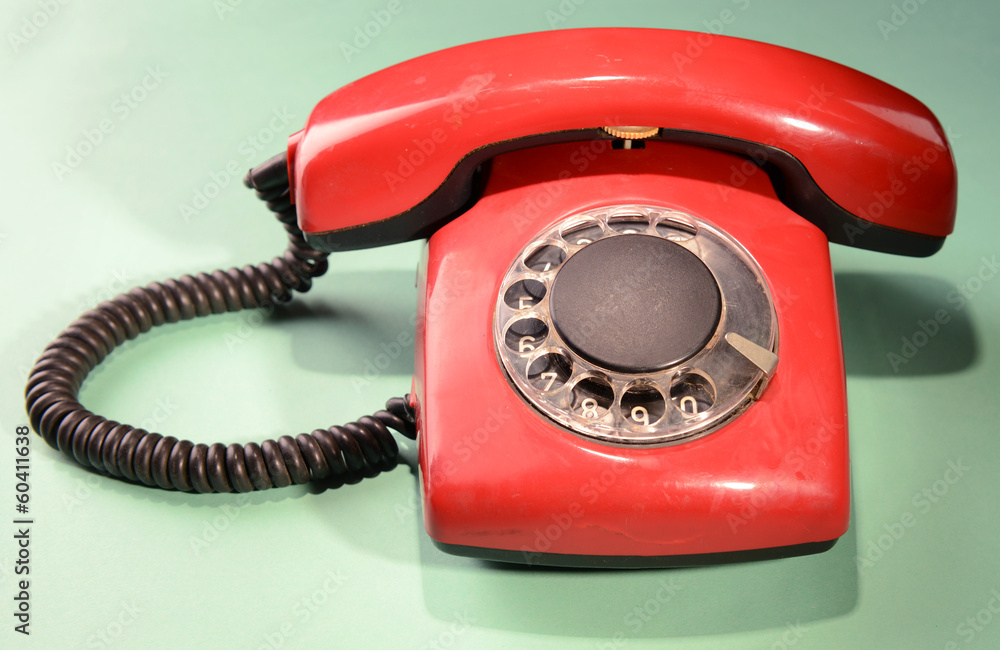 Red retro telephone,on color background Red retro telephone,on color background