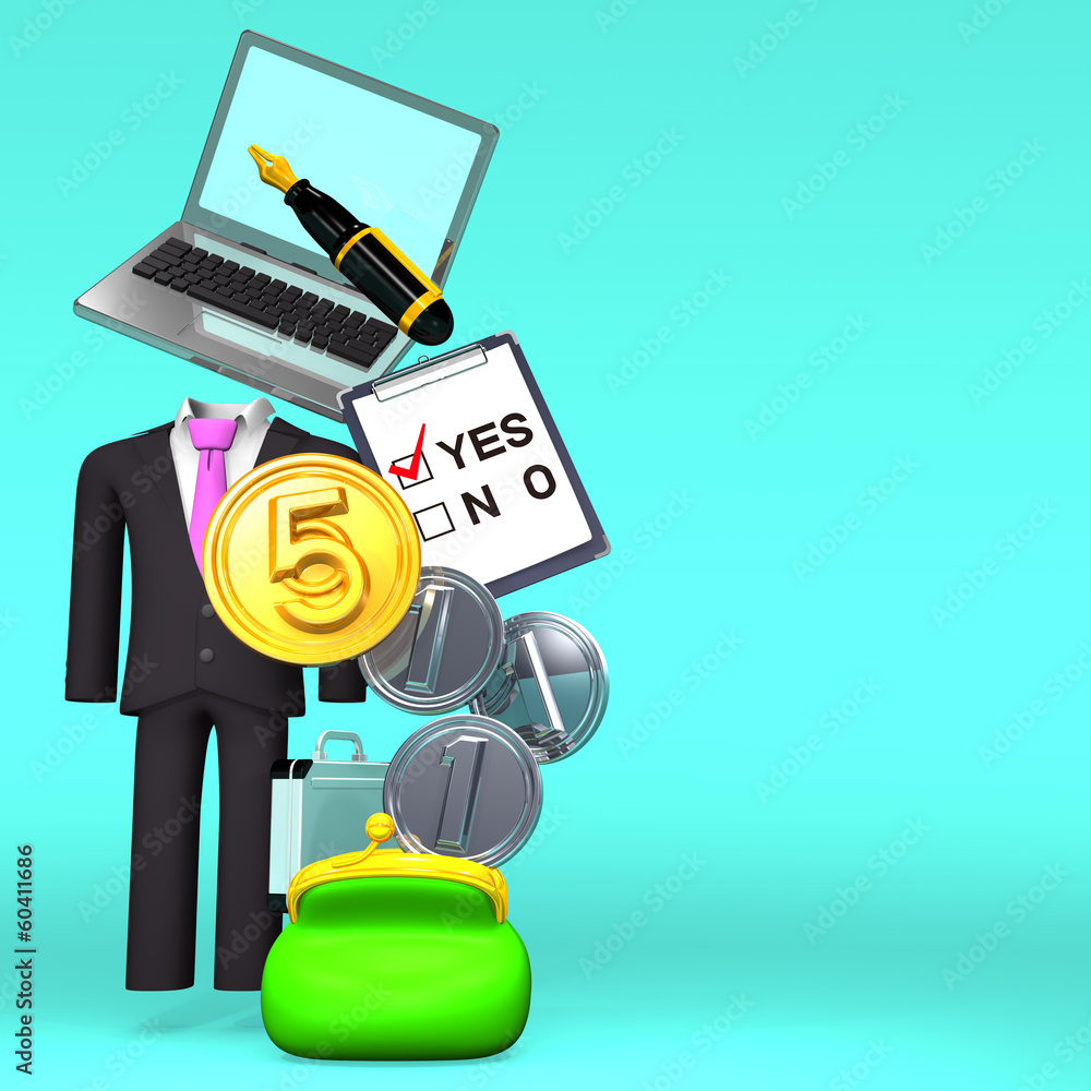 PurseAndBusinessItemWithCoinsOnBlueTextspace PurseAndBusinessItemWithCoinsOnBlueTextspace