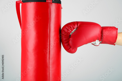 Canvastavla Box training and punching bag, on color background