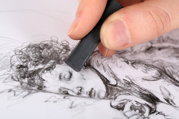 Drawing picture of drawing charcoal isolated on white