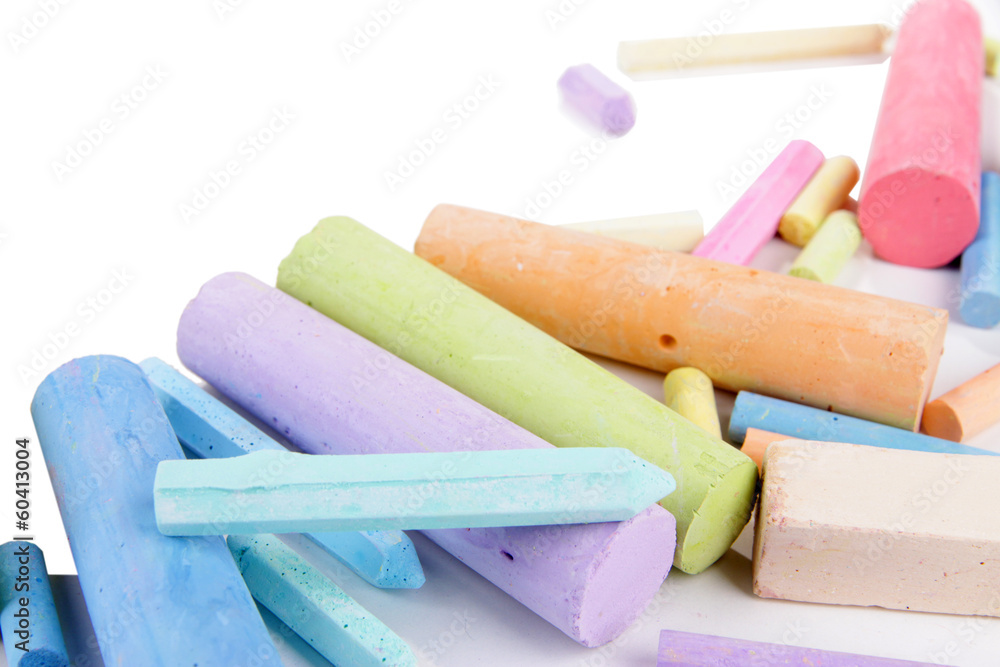 Chalks in variety of colors, isolated on white Chalks in variety of colors, isolated on white
