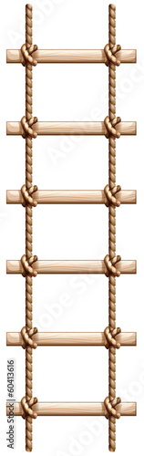 Fototapeta Naklejka Na Ścianę i Meble -  A ladder made of wood and rope