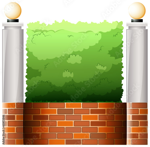 A stonewall with lampshades