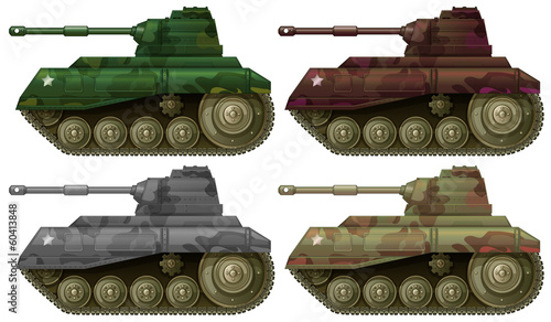 Four combat tanks
