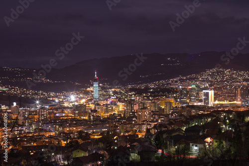 Sarajevo cityscape view at night