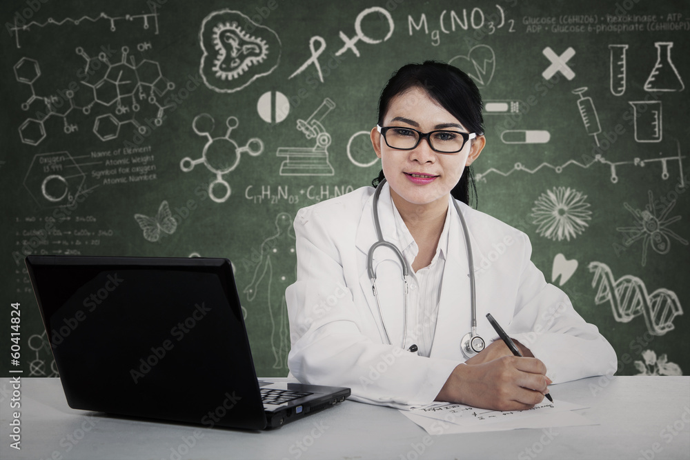 A female doctor working A female doctor working