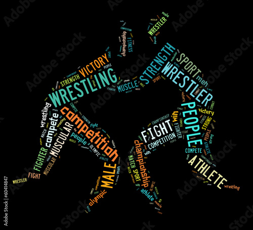 wrestling word cloud with colorful wordings