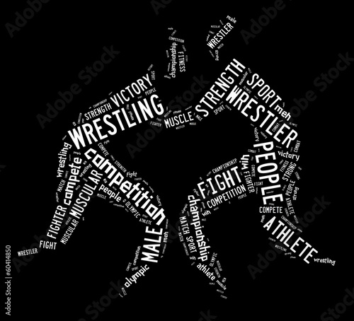 wrestling word cloud with white wordings