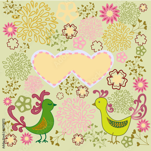 Romantic pattern Birds in love