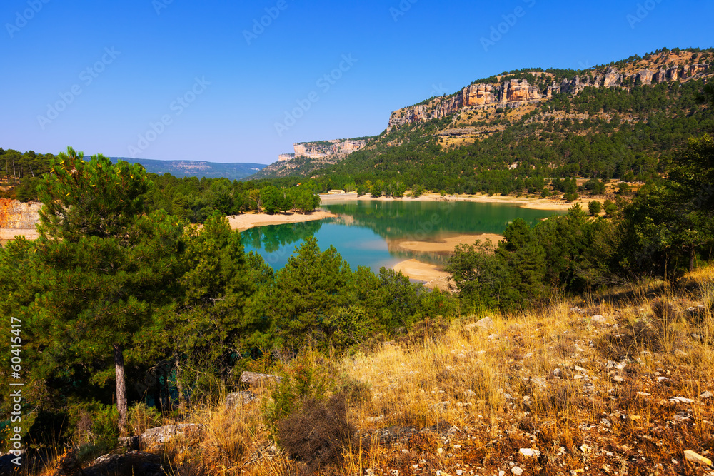 horizontal landscape with mountains lake.