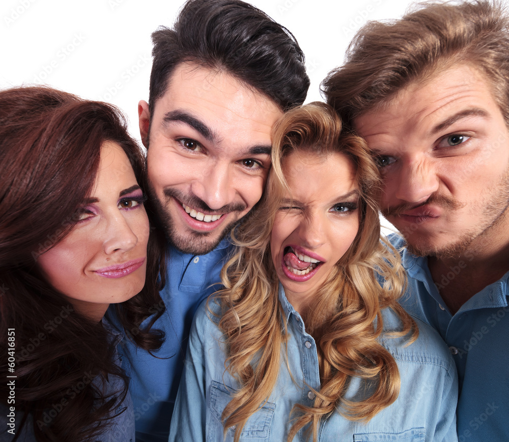 funny wide angle picture of casual people making faces funny wide angle picture of casual people making faces