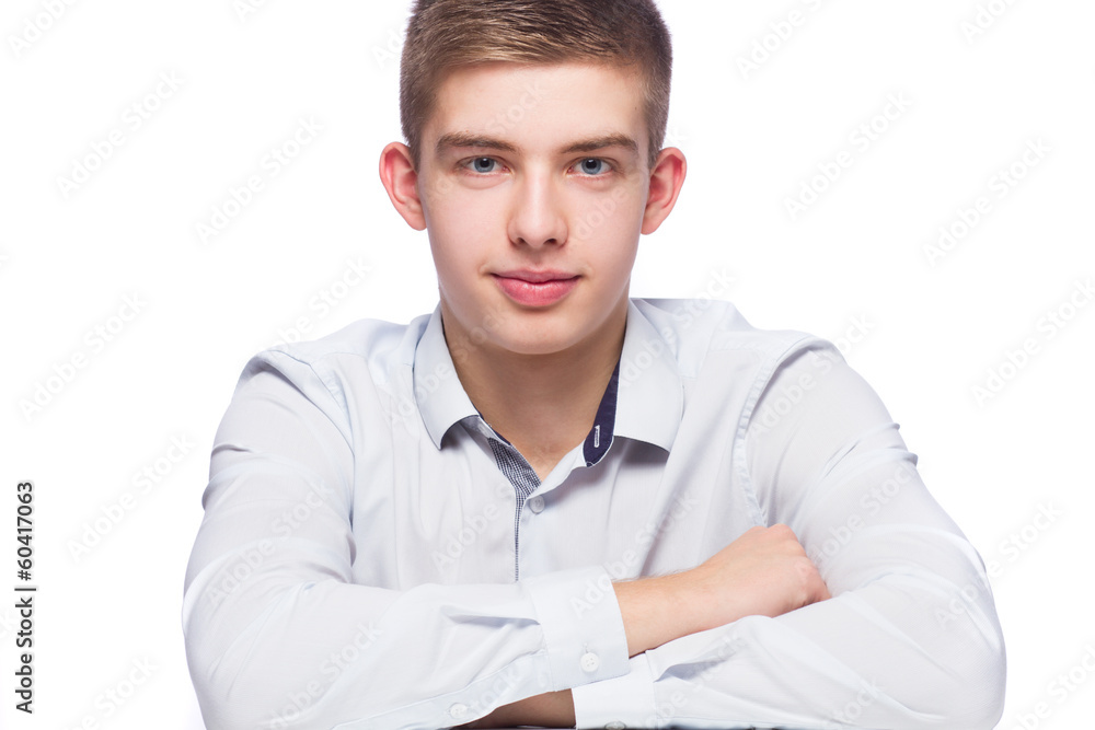Portrait of a young man, he is wearing shirt - isolated Portrait of a young man, he is wearing shirt - isolated