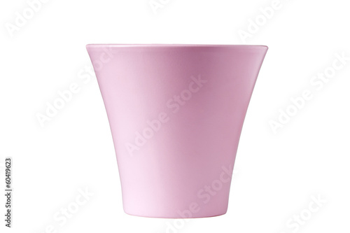 Pink empty flower pot, isolated on white background