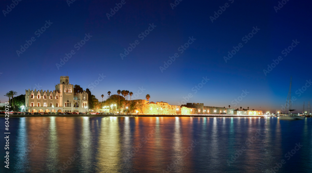 Town of Kos island twilight cityscape