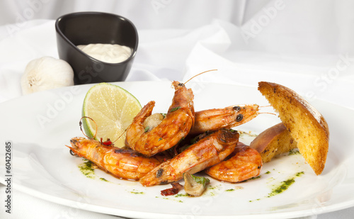 Shrimps prepared with garlic, chilli, white wine and balsamic vi