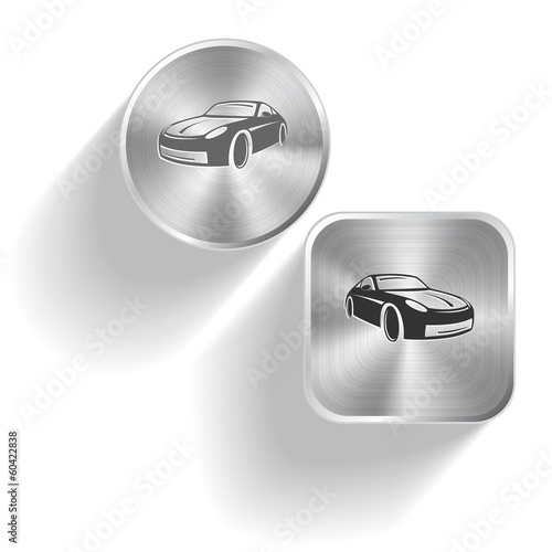 Car. Vector set steel buttons