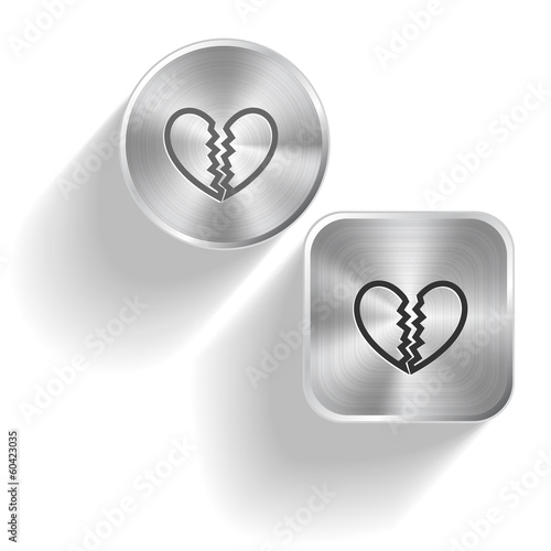Unrequited love. Vector set steel buttons