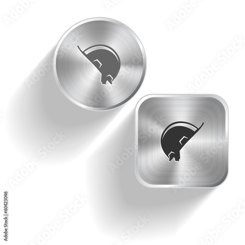 Hard hat. Vector set steel buttons
