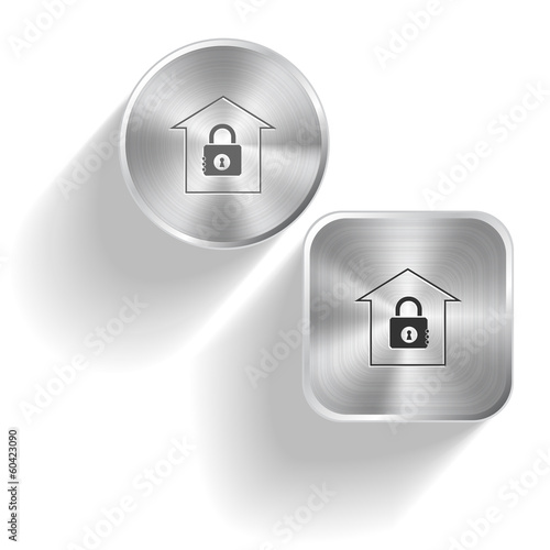 Bank. Vector set steel buttons
