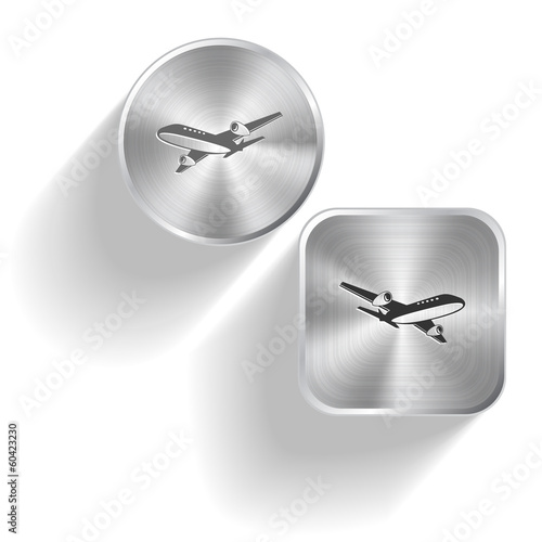 Airliner. Vector set steel buttons