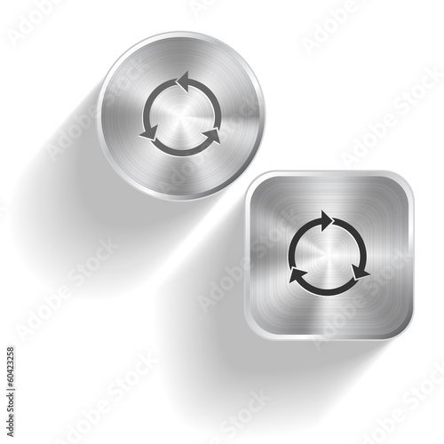 Recycle symbol. Vector set steel buttons