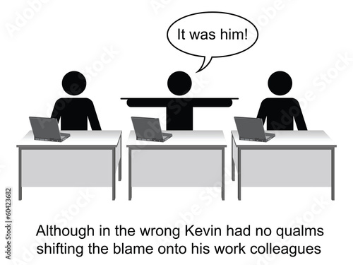 Kevin took no responsibility at work cartoon photo