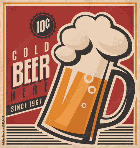 Retro beer vector poster
