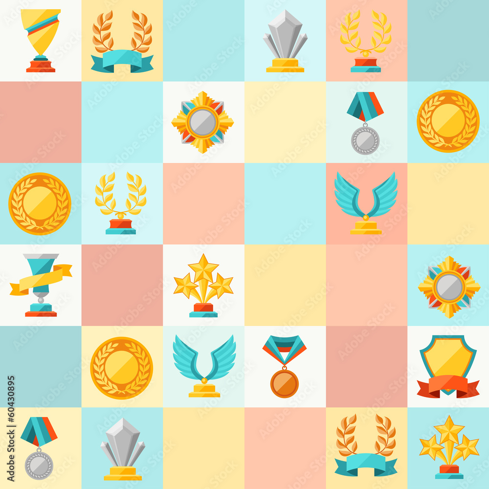 Seamless pattern with trophy and awards.