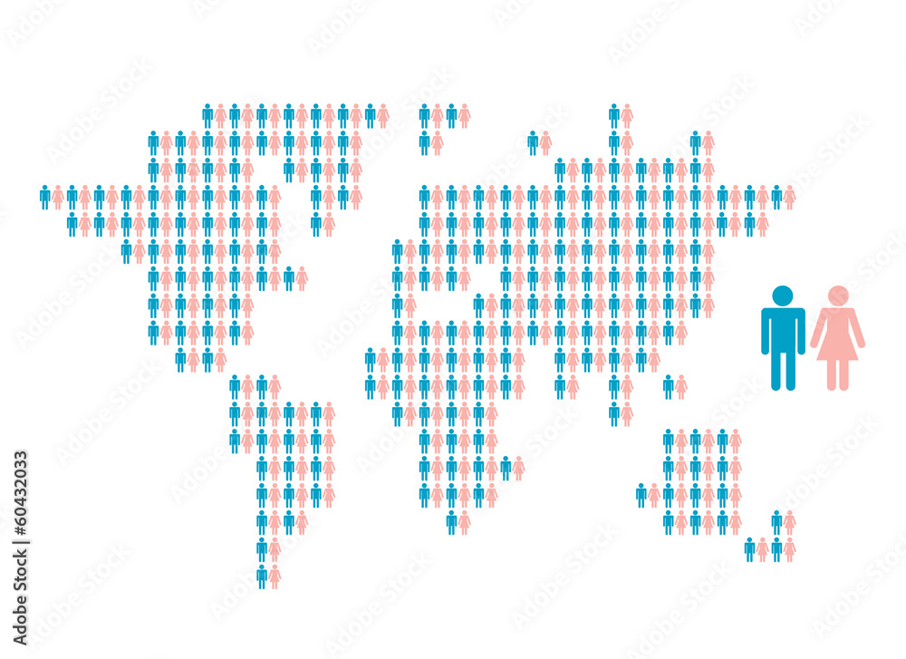 Naklejka premium World map made from people icons for your design