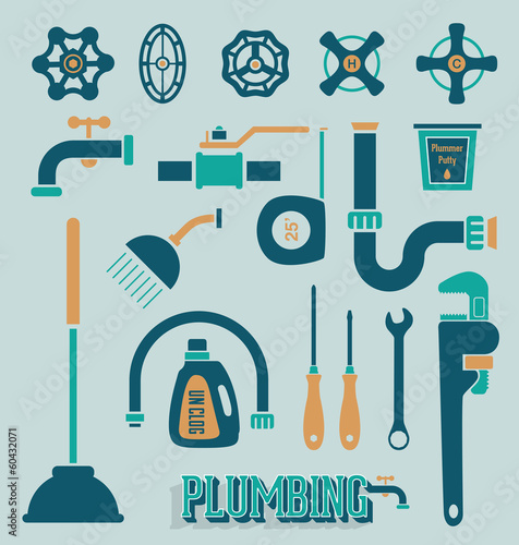 Vector Set: Retro Plumbing Icons and Symbols