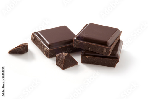 pieces of chocolate on white