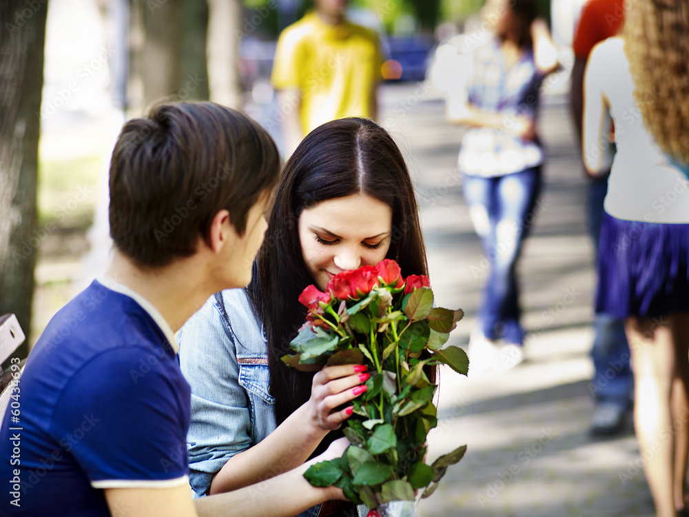 Couple of people on date outdoor. Couple of people on date outdoor.
