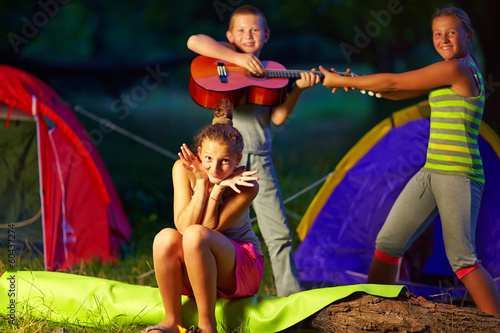 teenage kids having fun in summer camp © Olesia Bilkei
