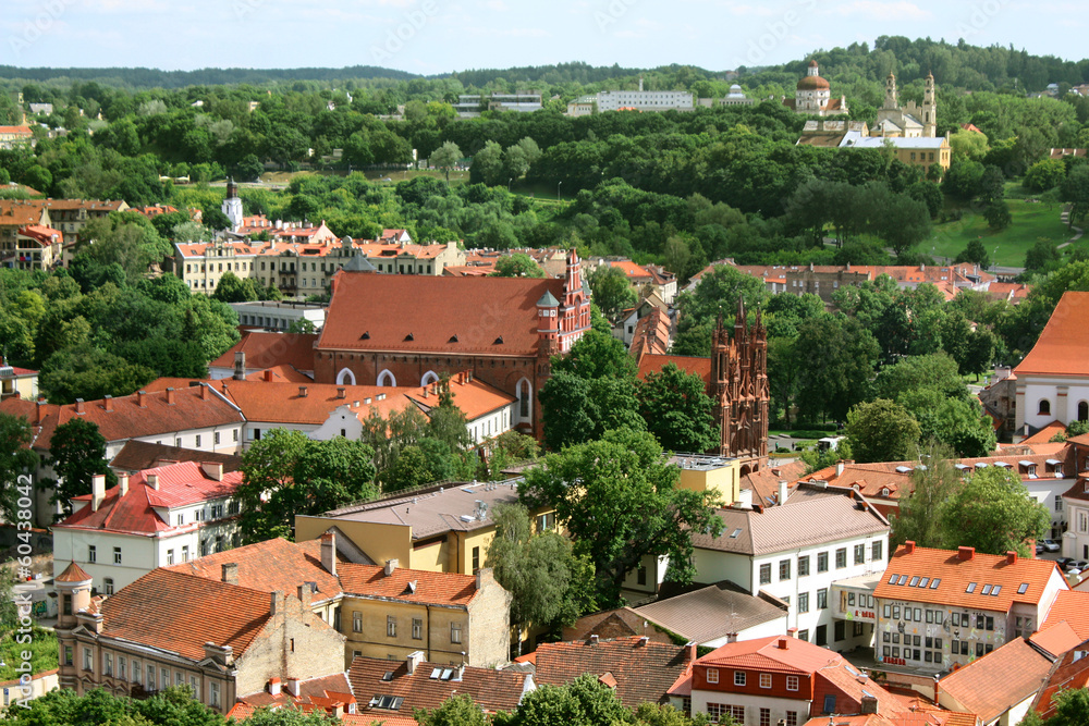 Fototapeta premium Top view of the Church of St. Anne in Vilnius