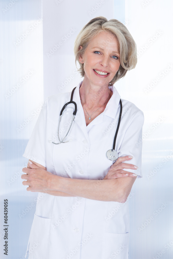 Portrait Of Happy Mature Female Doctor Portrait Of Happy Mature Female Doctor