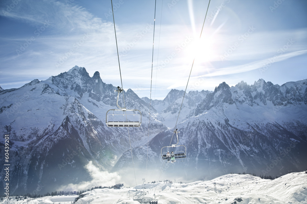 Fototapeta premium Panorama paysage sports d'hiver