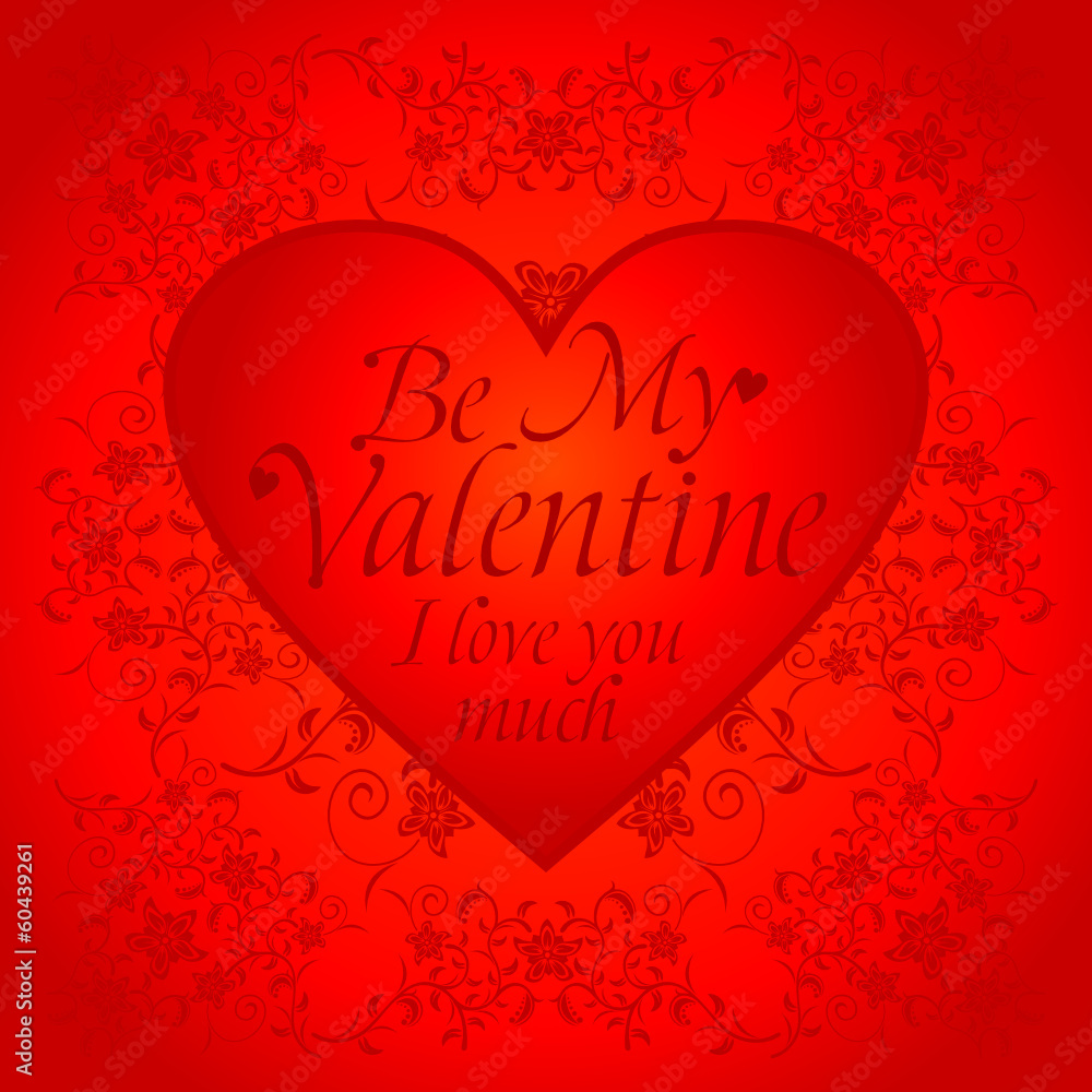 Red Valentines day background card with big heart Red Valentines day background card with big heart