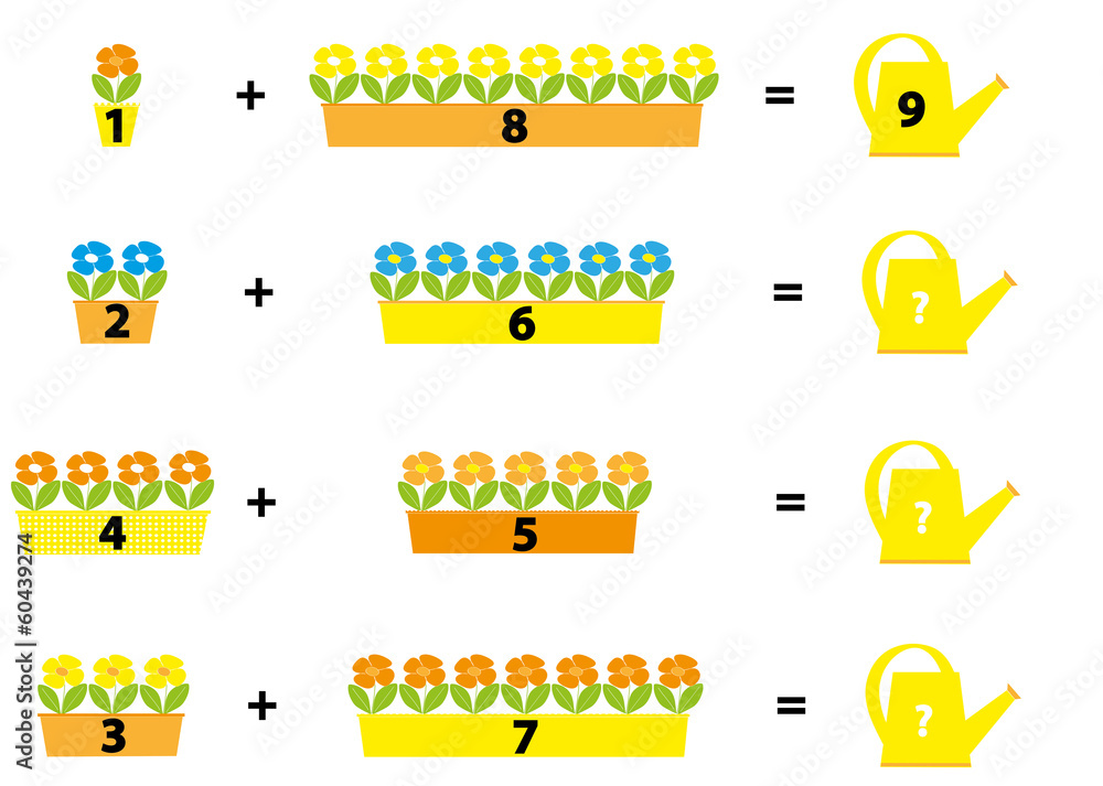 mathematical flowers for kids - addition