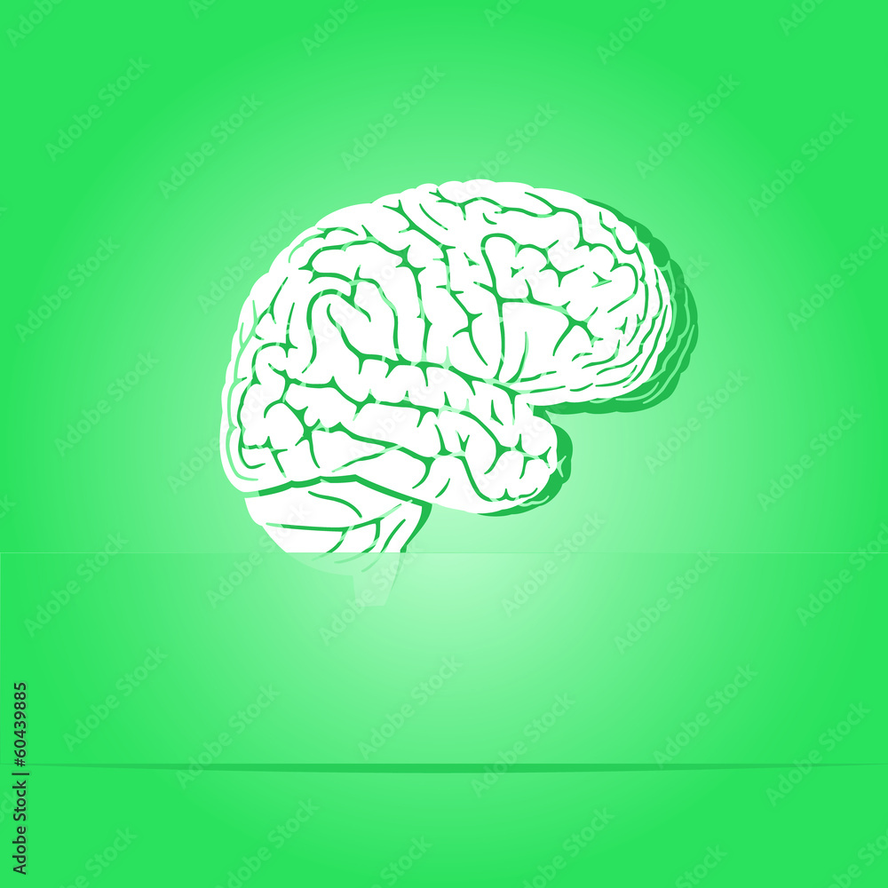 Brain. Paper sticker. Vector illustration. Brain. Paper sticker. Vector illustration.
